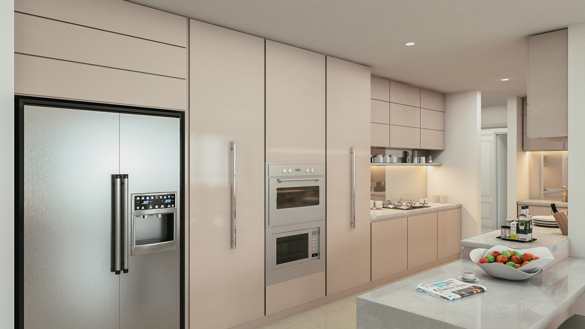 Woman standing in kitchen with cabinetry behind her